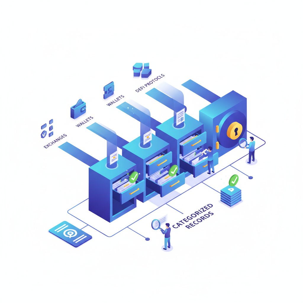 Comprehensive documentation system for crypto tax compliance illustration