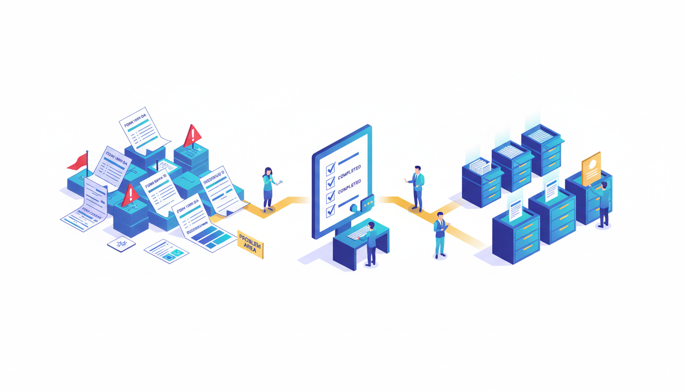 Crypto tax preparation forms and documentation illustration