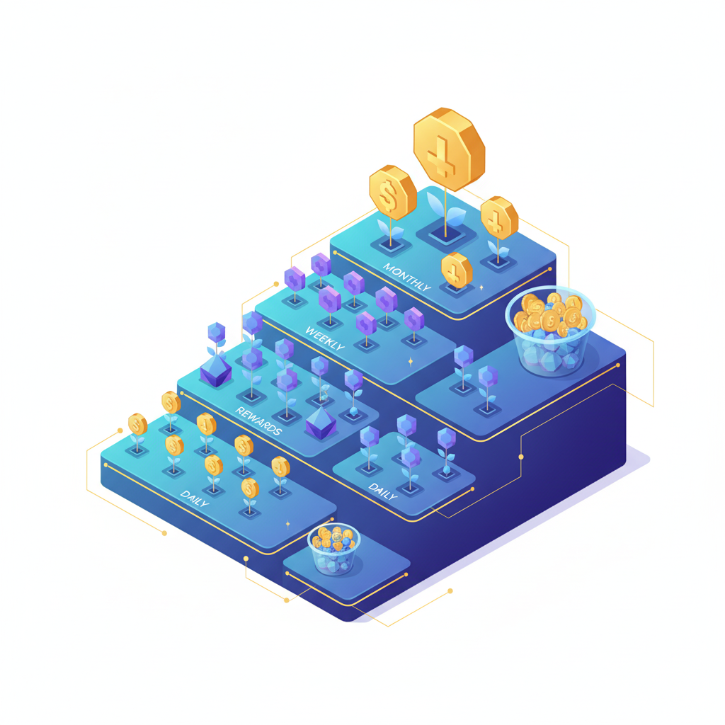 Yield farming rewards visualization showing daily accumulation