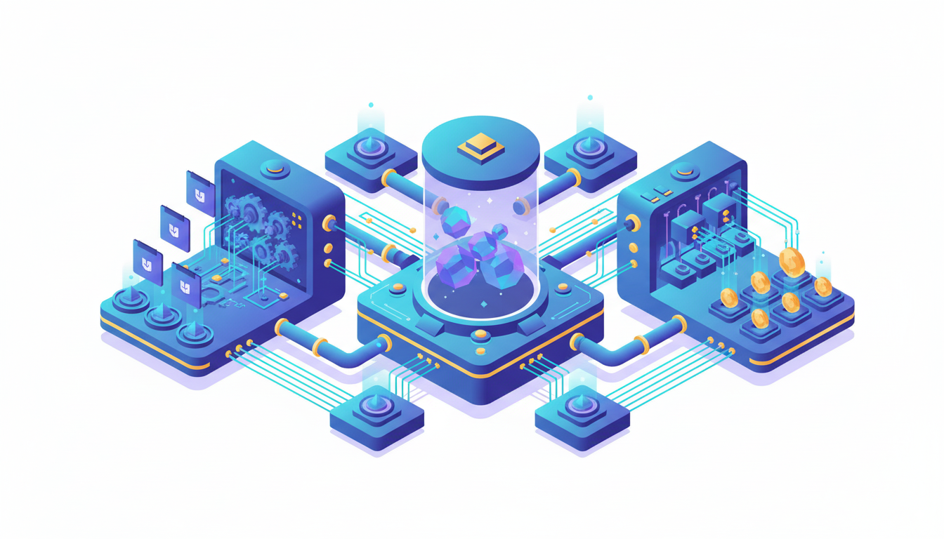 Complex DeFi mechanisms illustration showing governance, rebasing, and synthetic assets